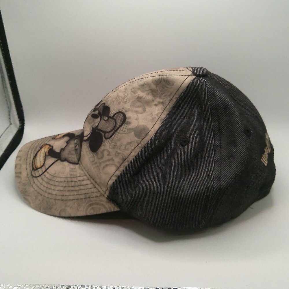 Disney Steamboat Willie Mickey Mouse Hat Walt Disney World Black Beige Cap Adult - Picture 2 of 7